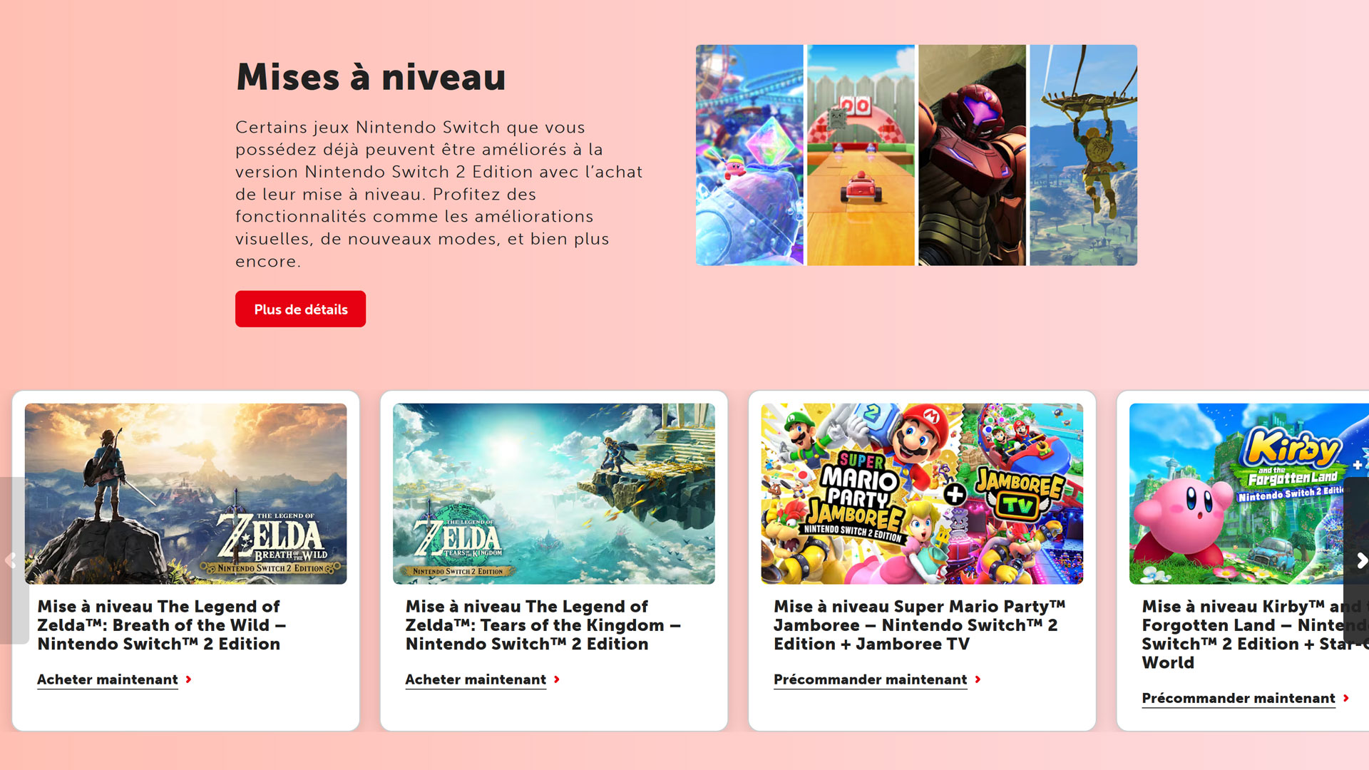 test nintendo switch 2 jeux switch 1 mis à niveau